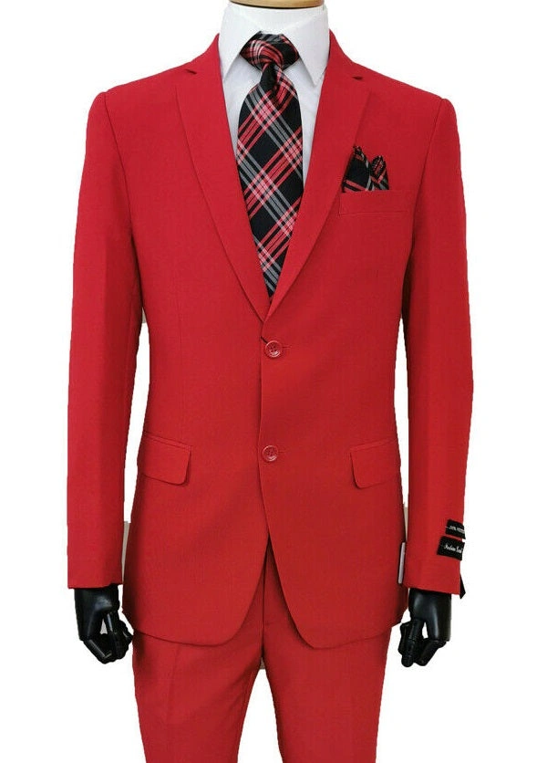 Rotes Herrenanzug-Set Basic mit Flat Front Hose 2-teilig, stilvoll & bequem für jeden Anlass.